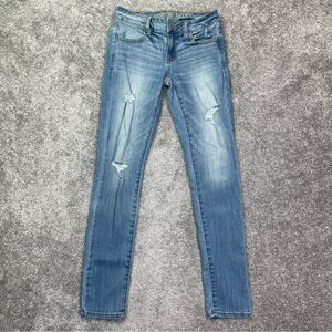 American Eagle Jeans Women’s 0 Blue Skinny Light Wash Low Rise Stretch Jegging